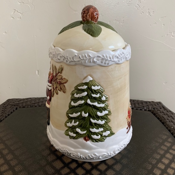 Home Trends Natural Holiday Collection Christmas Cookie Jar "Nature" - Picture 2 of 11